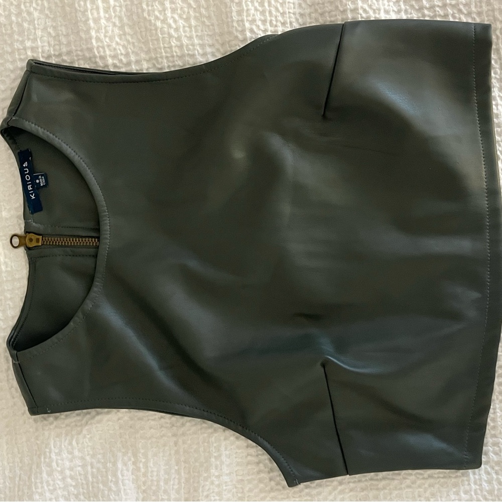 Olive Faux Leather Women's Top by NBD
